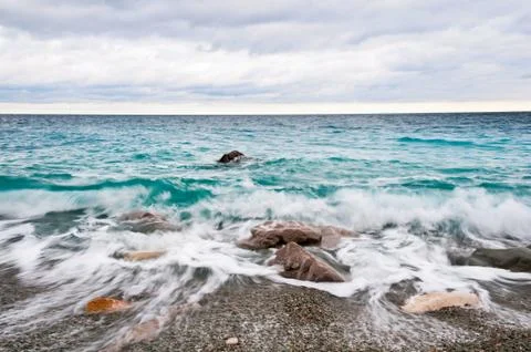 Dramatic storm clouds and sea Stock Photos