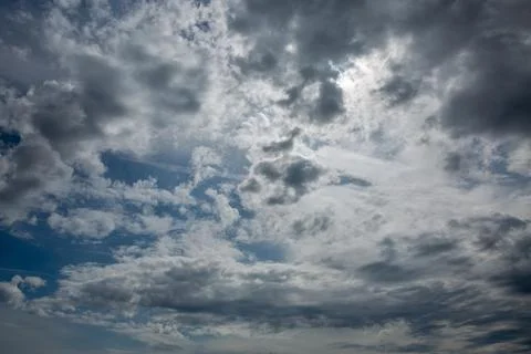 Dramatic storm clouds formation in moody sky Stock Photos