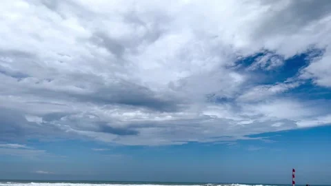 Dramatic Storm Clouds Moving Over the Ocean Beach Stock Footage 340048584
