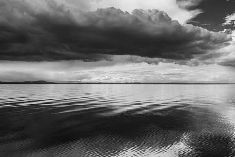 Dramatic storm clouds over Lake Titicaca, Peru, South America Stock Photos