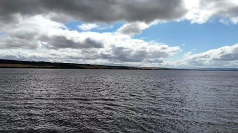 Dramatic Storm Clouds over Scottish Highlands Lake and Mountains - Aerial 4K Stock Footage 330782423