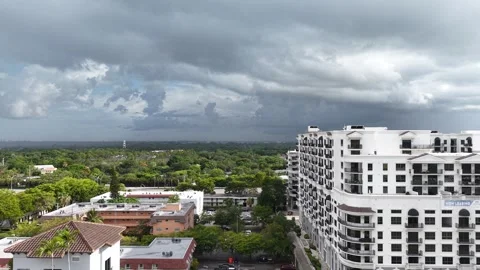Dramatic Storm Clouds Over Urban Edge Kendall Florida Aerial View June 25th 2025 Stock Footage 311940640