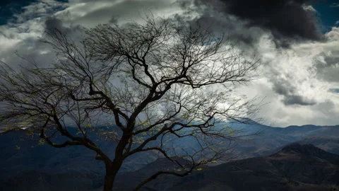 Dramatic Storm Clouds in Palm Springs 4K Motion Time-lapse Stockbeeldmateriaal 130608463