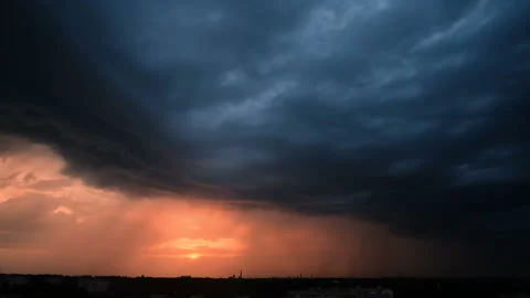 Dramatic storm clouds rolling over Zhytomyr town Stock Footage 158089301