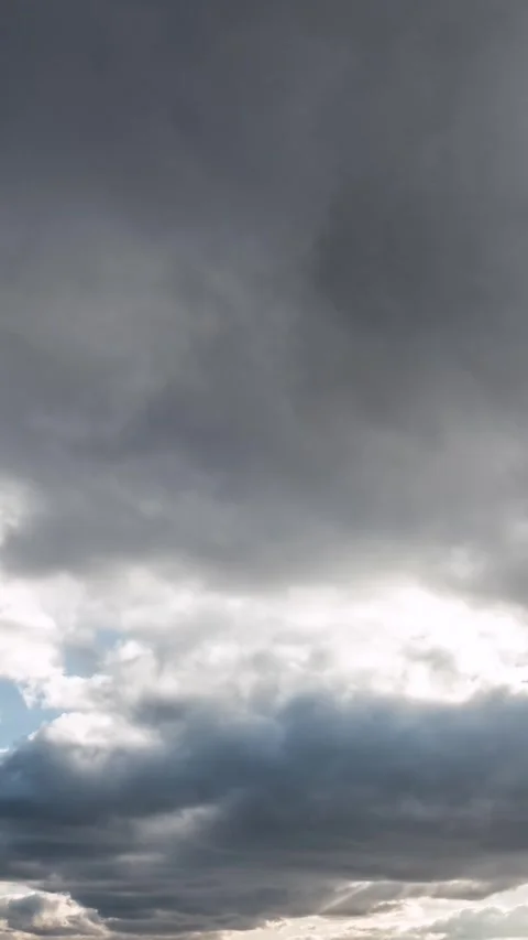 Dramatic Storm Clouds Sky in Vertical Time Lapse, Moody Weather Background Stock Footage 316968235
