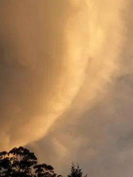 Dramatic storm clouds at sunset. 스톡 사진