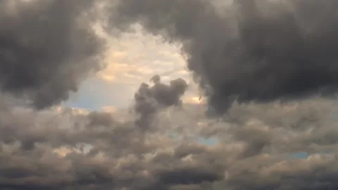 Dramatic storm clouds timelapse, dark sunset sky background Stock Footage 335388963