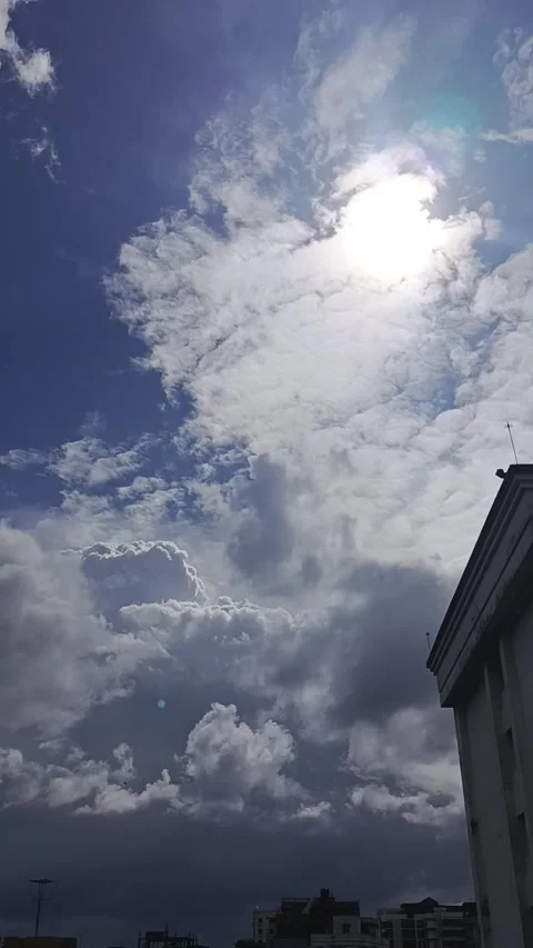 Dramatic Storm Clouds Timelapse | Sun Breaking Through Dark Sky Stock Footage 340286004