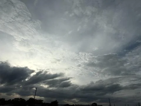 Dramatic Storm Front Across Wide Evening Sky Stock Photos