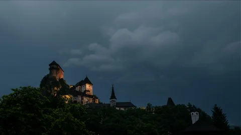 Dramatic storm over dracula caslte Time lapse Stock Footage 91019089