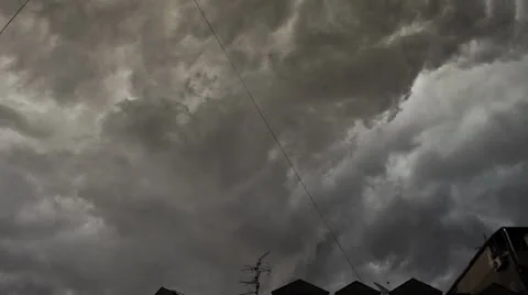 Dramatic storm rainy clouds covering the sky (time lapse) Stock Footage 22482584