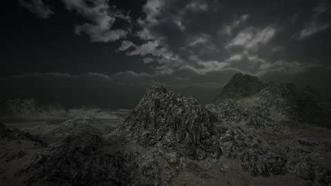Dramatic Storm Sky over Rough Mountains Stock Illustration