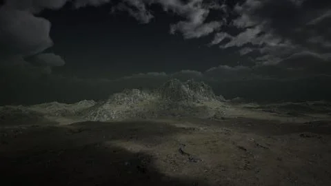 Dramatic Storm Sky over Rough Mountains Stock Illustration