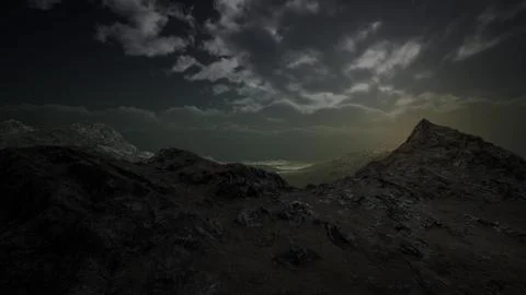 Dramatic Storm Sky over Rough Mountains Stock Illustration