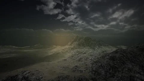 Dramatic Storm Sky over Rough Mountains Stock Illustration