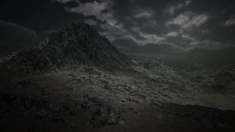 Dramatic Storm Sky over Rough Mountains Stock Illustration