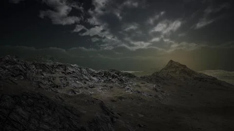 Dramatic Storm Sky over Rough Mountains Stock Illustration