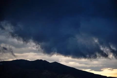 Dramatic storm sunset clouds skies Stock Illustration