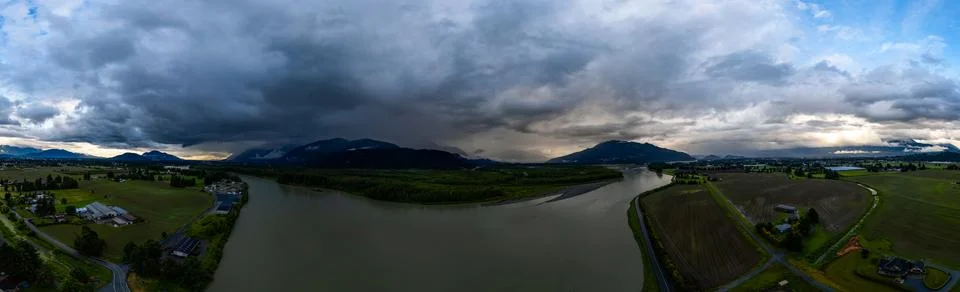 Dramatic Stormy Cloudscape over Canadian Nature Landscape. Stock Photos