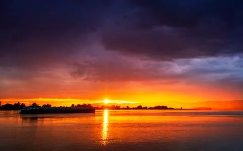 Dramatic stormy dark cloudy sky, natural photo background Stock Photos