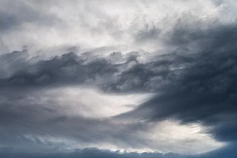 Dramatic stormy sky with beautiful cloud formation Stock Photos