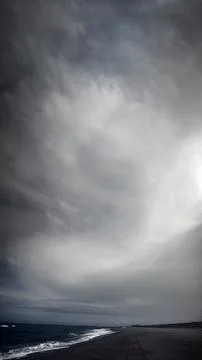 Dramatic Stormy Sky Over Beach 스톡 사진