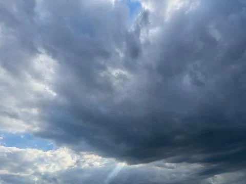 Dramatic Stormy Sky With Sun Rays Stock Photos