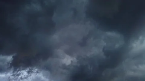 Dramatic stormy Sky Timelapse with Lightnings Stock Footage