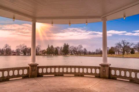 Dramatic Sun ray burst at (Upper Onondaga Park) in The City of Syracuse, Upst Stock Photos