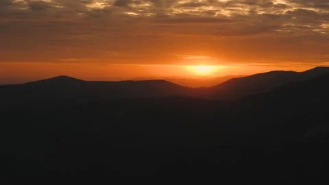 Dramatic sundown landscape, sunrise in mountains view nature. Transalpina Stock Footage 255865971
