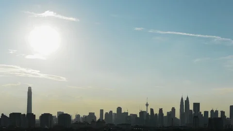 Dramatic sunny evening to twilight view of Kuala Lumpur city skyline Video stock 99168640