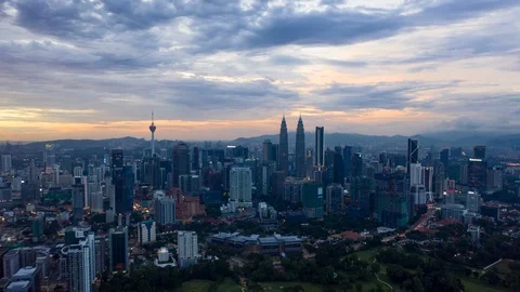 Dramatic Sunrise of Cityscape Stock Footage 121862509