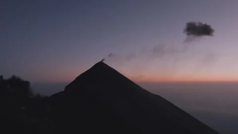 Dramatic Sunrise Eruption at Volcán de Fuego Seen from Acatenango Camp Stock Footage 345096157