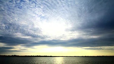 Dramatic Sunrise over Calm Water with Streaky Cloudscape Video stock 310817678