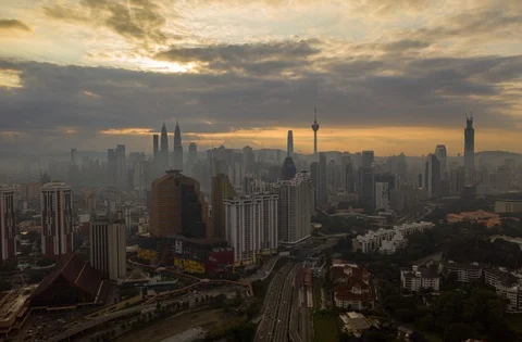 Dramatic Sunrise over the cityscape Stock Footage 122054715