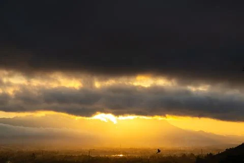 Dramatic Sunrise Over Mountain Landscape Stock Photos
