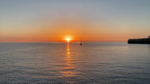Dramatic sunrise over the sea Stock Footage 141266806
