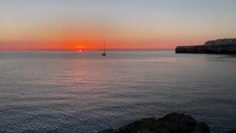 Dramatic sunrise over the sea Stock Footage 141274780