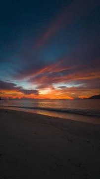 Dramatic Sunrise Over Tropical Beach Stock Photos