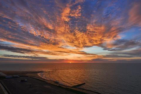 A dramatic sunrise in Ramsgate over the sea Stock Photos