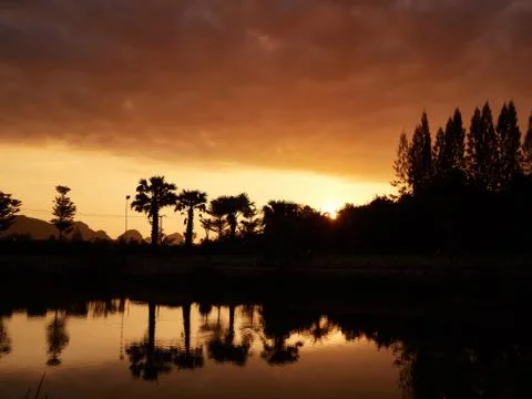 Dramatic sunrise silhouette Stock Photos