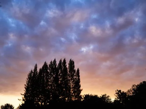 Dramatic sunrise silouette cloudscape Stock Photos