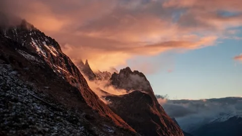 Dramatic Sunrise timelapse in the Alpes, 4K Stock Footage 154276217