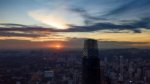 Dramatic Sunse of cityscape Stock Footage 121862206