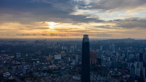 Dramatic sunset from above Stock Footage 121863344