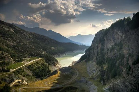 Dramatic sunset in Alps Stock Photos