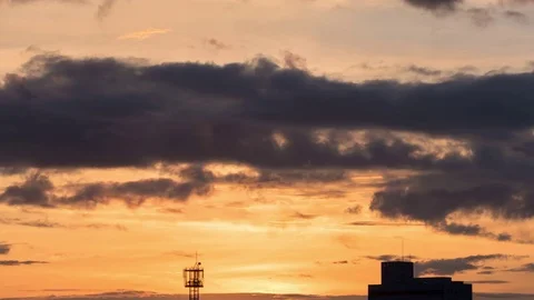 Dramatic sunset and cloudscape time lapse in summer Stock Footage 77174785