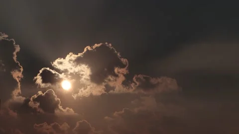 Dramatic Sunset and Sun Rays in Sky Clouds Time-lapse  Stock Footage 228682792