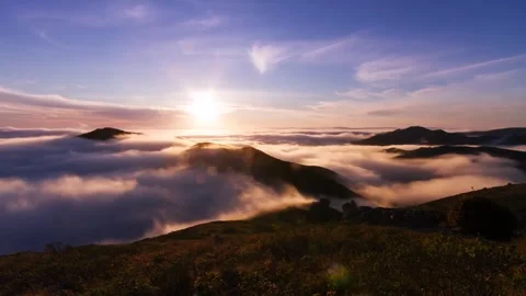 Dramatic Sunset and Sunrise Over Mountain and Coastal Landscapes Stock Footage 327266354
