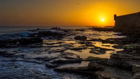 Dramatic Sunset on the Atlantic Coast Stock Photos